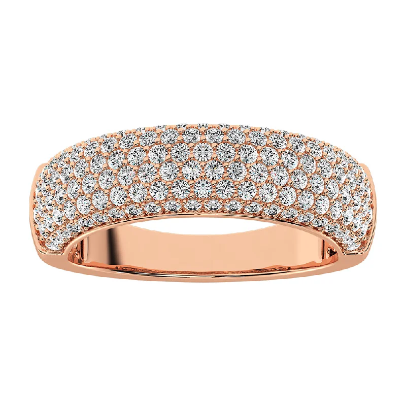 wedding band for ladies-14K Rose Gold 1 Ct.Tw. Diamond Pave Set Fashion Band