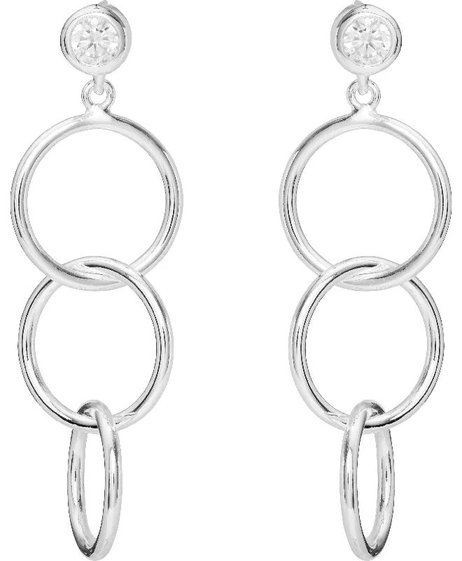 women’s silver earrings-Unique & Co Sparkling Circles Drop Earrings