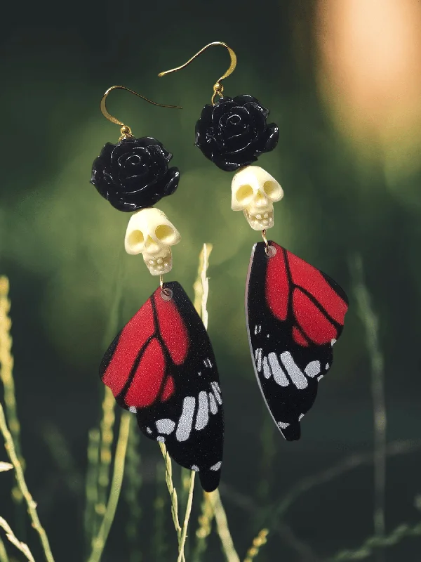 simple gold earrings for ladies-Monarca Muertos Earrings