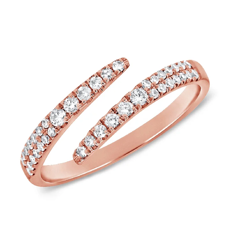 vintage engagement rings for ladies-14K Rose Gold Diamond Bypass Ring