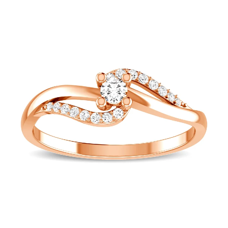 engraved wedding rings for ladies-10K Rose Gold 1/6 Ct.Tw. Diamond Fashion Ring