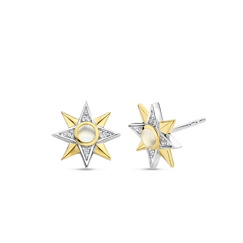 women’s crystal earrings-Ti Sento Gold and Silver Star Earrings