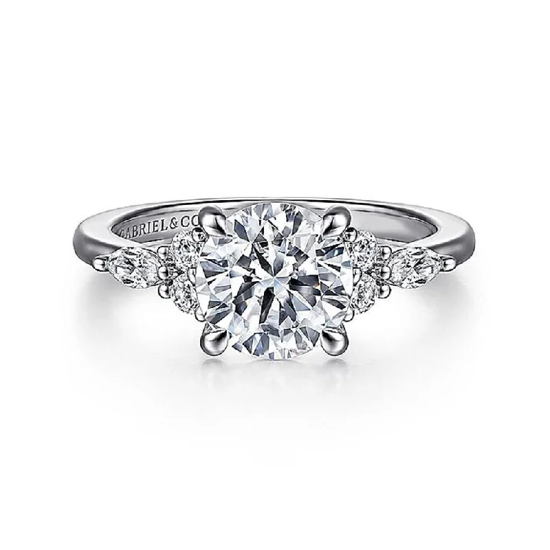 women’s engagement rings with pear-shaped diamonds-14K White Gold 'Avah' Classic Round Diamond Engagement Ring