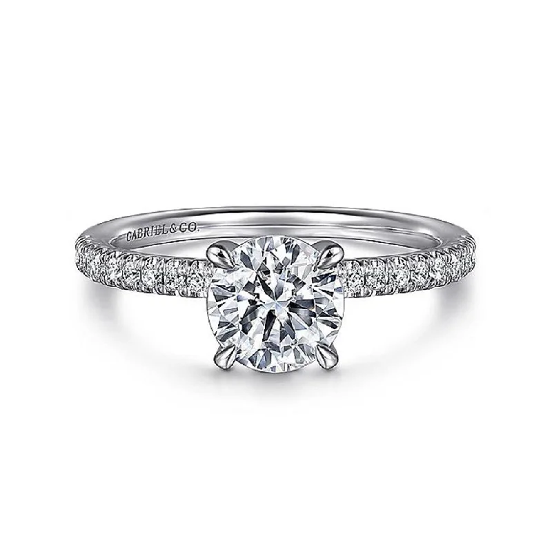 oval cut engagement rings for ladies-10K White Gold 'Stasia' Classic Round Diamond Engagement Ring