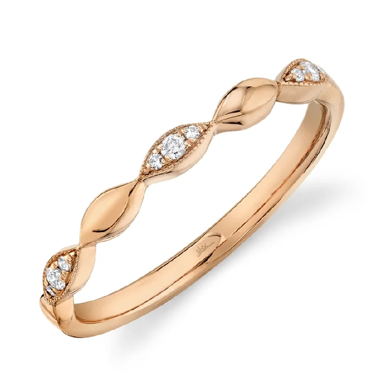 classic gold rings for ladies-14K Rose Gold Diamond Lady's Band