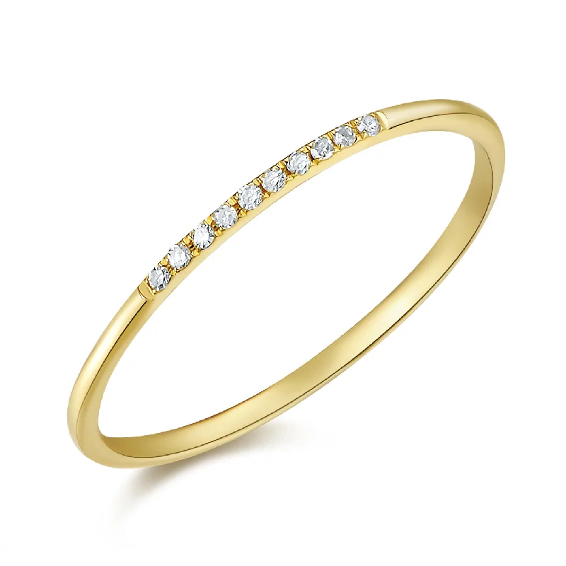 classic ladies rings-14K Yellow Gold Diamond Top Band