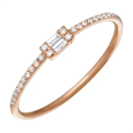 ladies rings for every occasion-14K Rose Gold Diamond Round + Baguette Stackable Ring