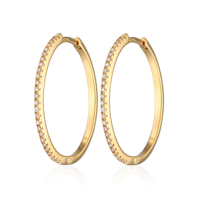 women’s round stud earrings-Scream Pretty Gold Slim Sparkling Hoop Earrings