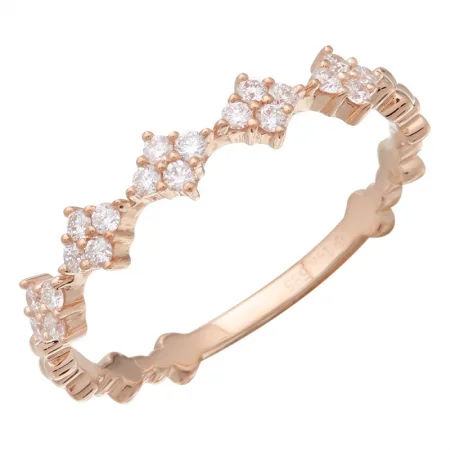 heart-shaped ladies rings-14K Rose Gold Diamond Stackable Ring