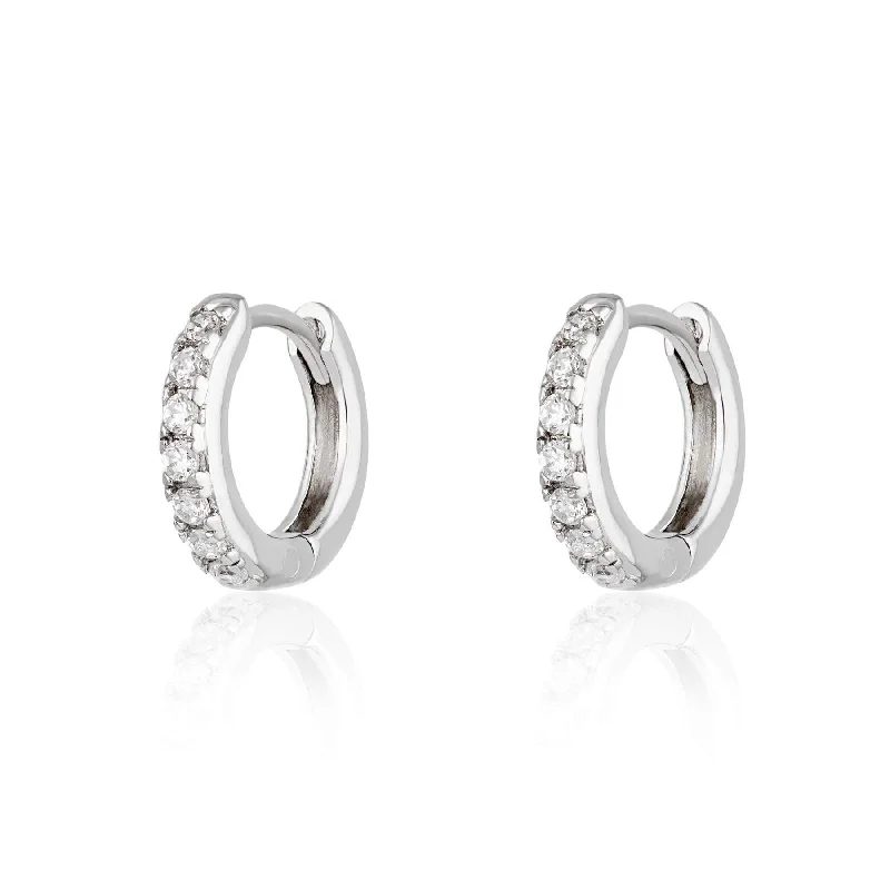 hoop earrings for women-Scream Pretty Huggie Earrings with Clear Stones