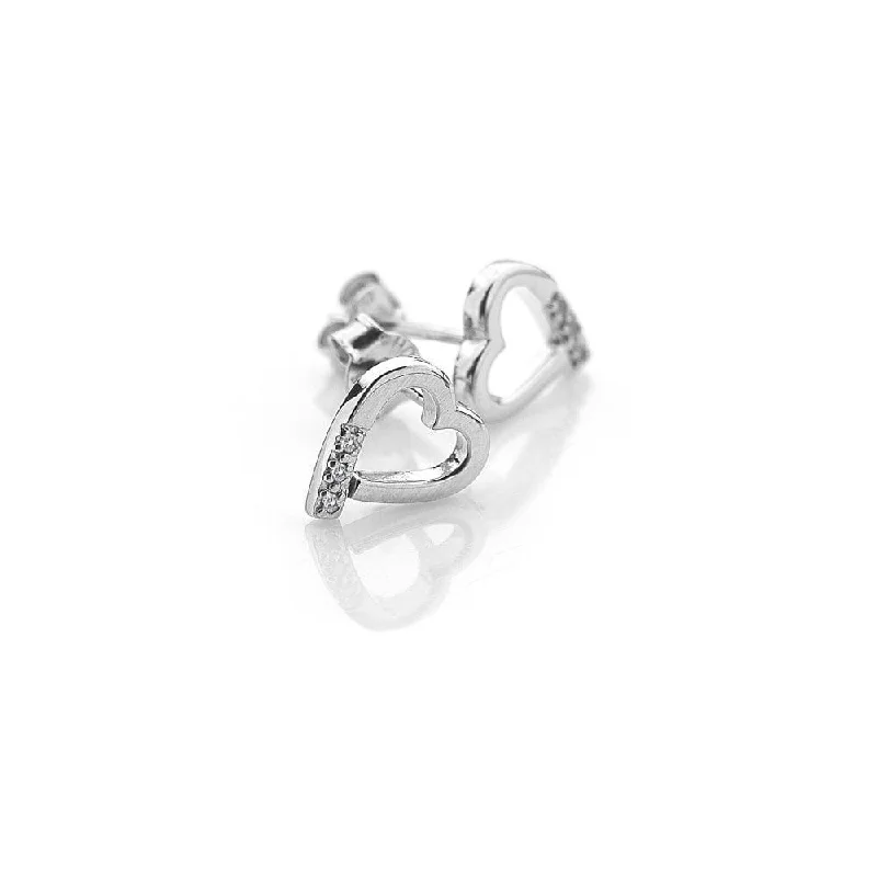 modern women’s earrings-Hot Diamonds Silver Romantic Heart Stud Earrings