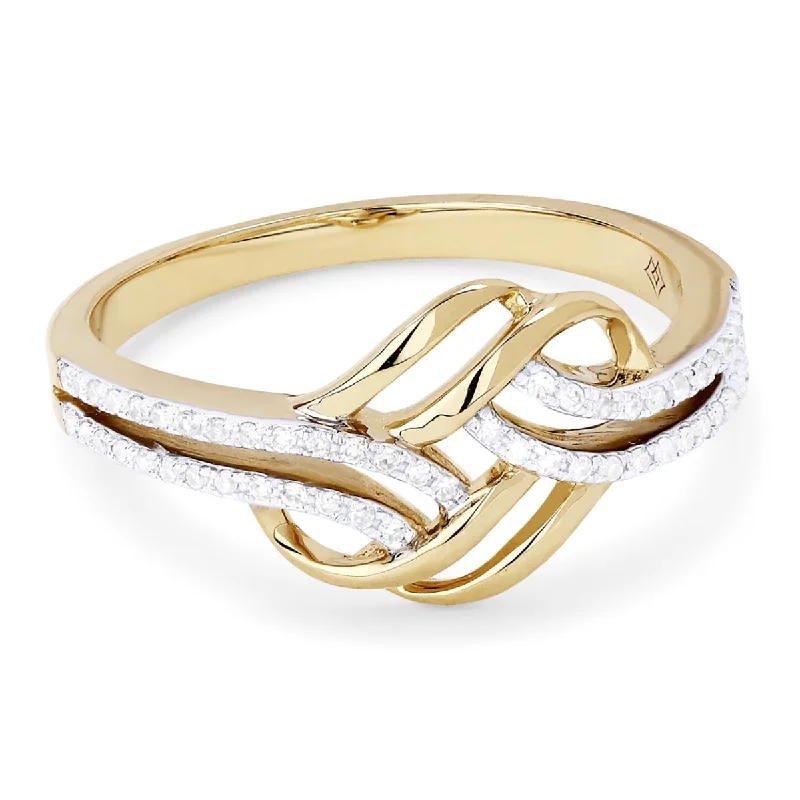 women’s wedding rings-MODERN YELLOW GOLD AND DIAMOND LOVE KNOT RING, 1/7 CT TW