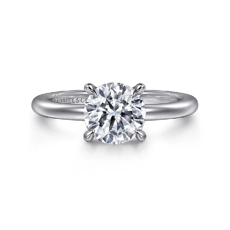 women’s engagement rings with side stones and diamonds-14K White Gold 'Ali' Round Diamond Engagement Ring