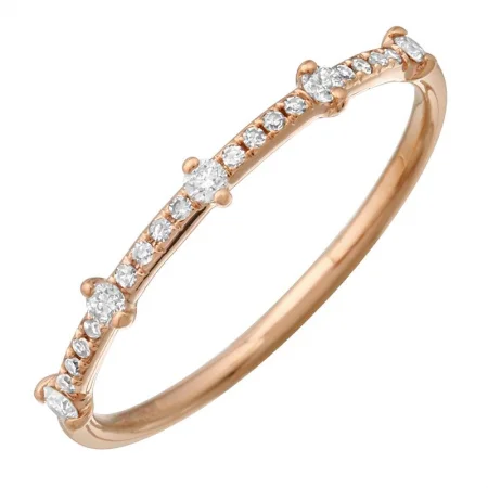 wedding band for ladies-14K Rose Gold Diamond Stackable Ring