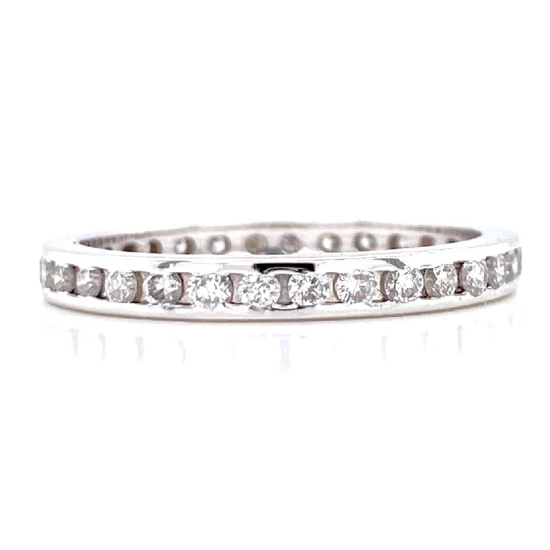 rose gold ladies rings-14K White Gold 0.50ct Diamond Channel set Eternity Band