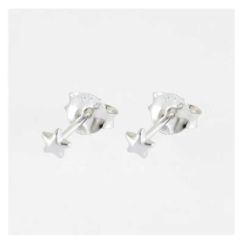 stud earrings with colored stones-Kingsley Ryan Sterling Silver Tiny Star Stud Earrings