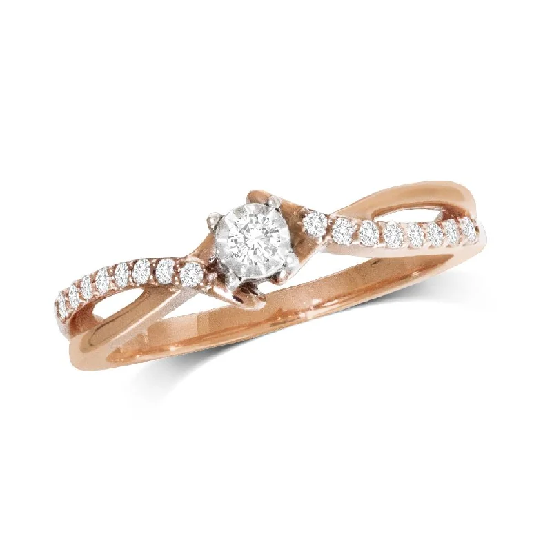 unique ladies rings-10K Rose Gold 1/6 Ct.Tw.Diamond Promise Ring