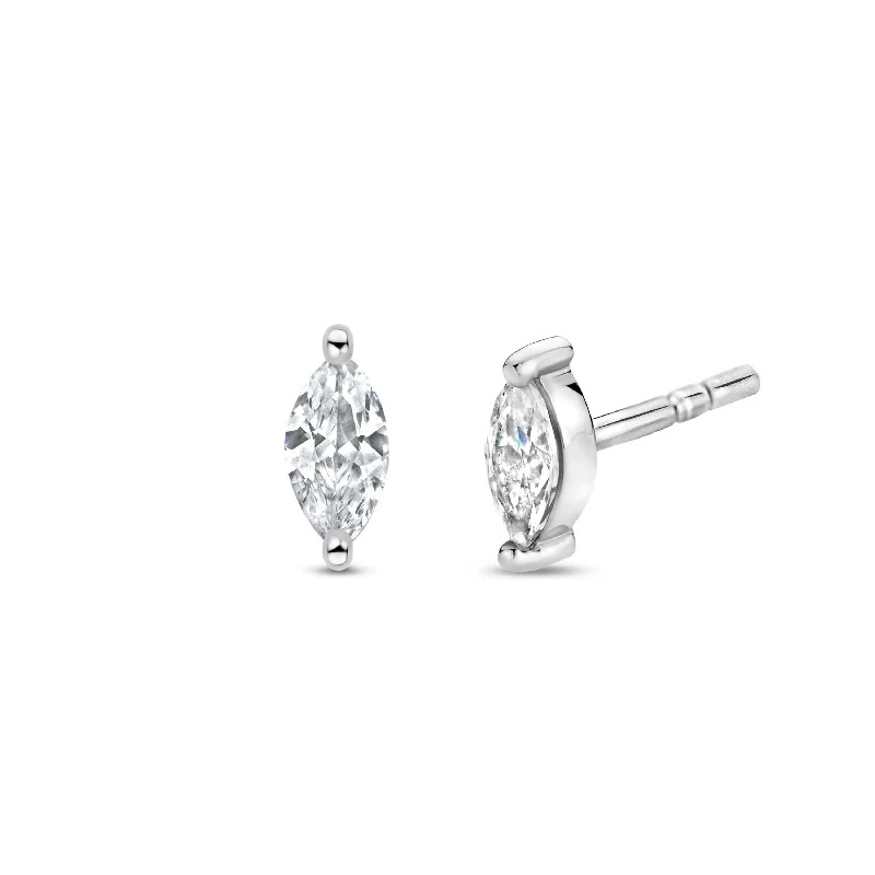 chic drop earrings for ladies-Ti Sento Sterling Silver and Cubic Zirconia Stud Earrings