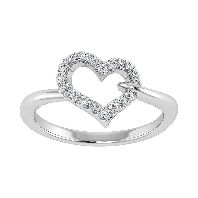 designer ladies rings-10K White Gold 1/6 Ct.Tw. Diamond Heart Ring