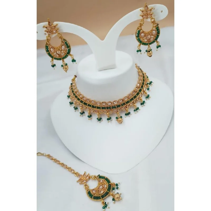 modern ladies necklaces-Akruti Collection Gold Plated Crystal Stone Necklace Set