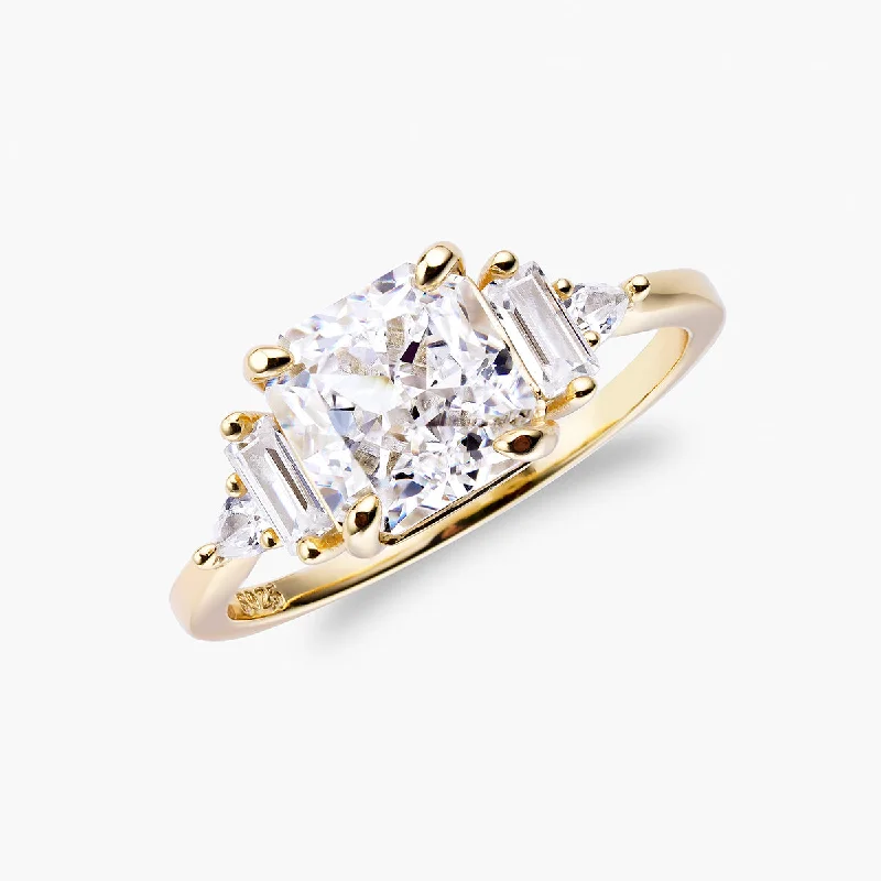 elegant ladies rings-Crushed Ice Square Ring