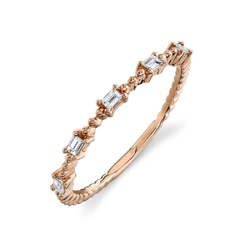 ladies rings with diamonds-14K Rose Gold Diamond Baguette Band