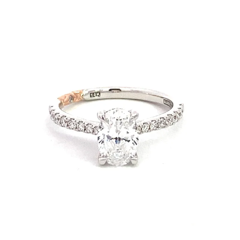 unique diamond engagement rings for women-14K White And Rose Classic Diamond Engagement Ring