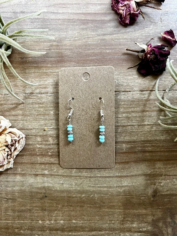 pearl earrings for ladies-Mini Turquoise magnesite dangle earrings