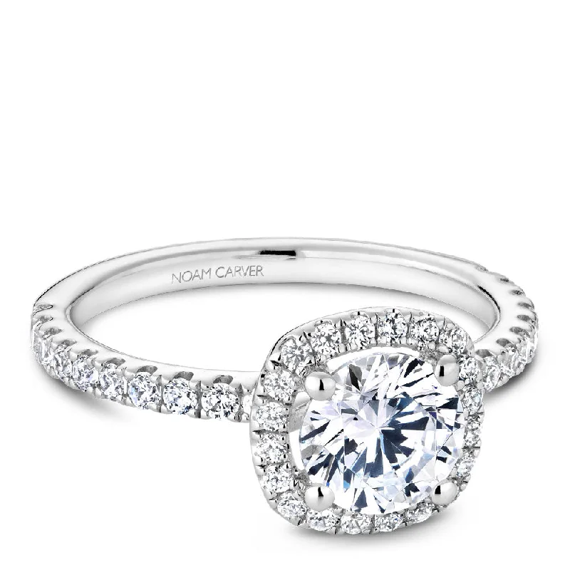 women’s engagement rings with fancy cut diamonds-Noam Carver Diamond Halo Engagement Ring B223-01A