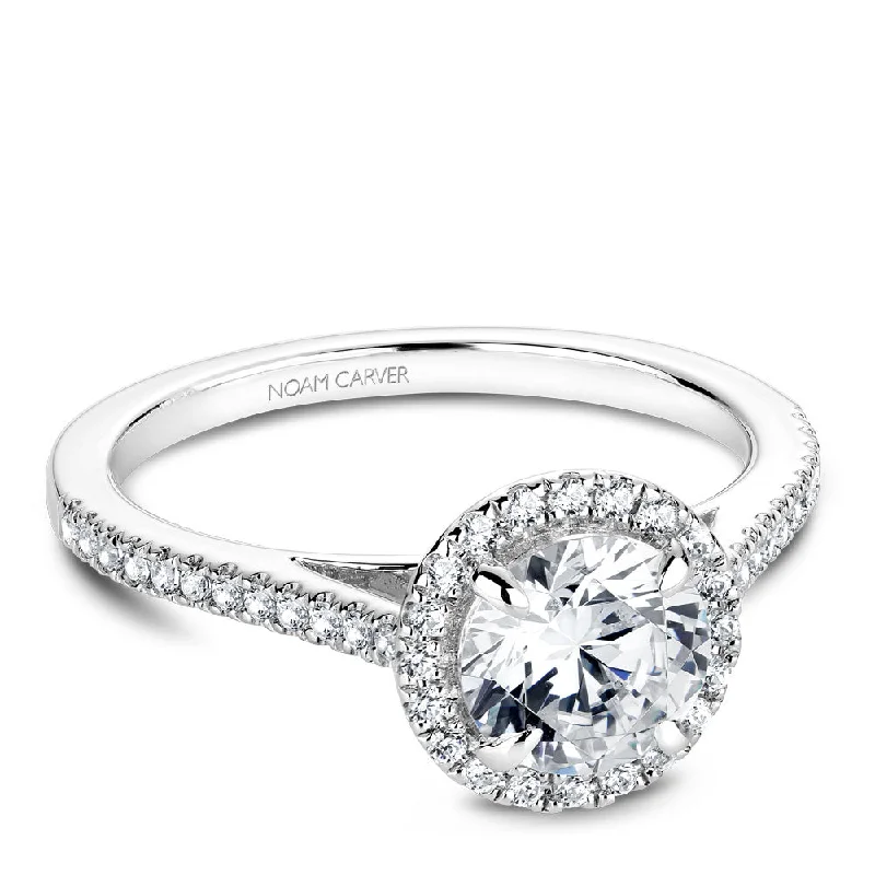 elegant engagement rings with diamonds-Noam Carver Diamond Halo Engagement Ring B094-02A