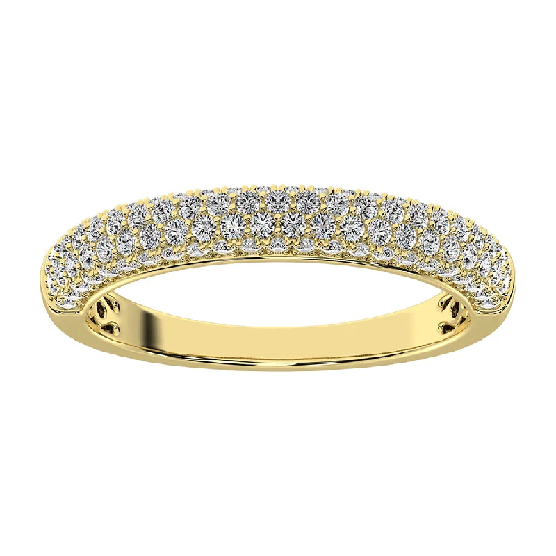 engraved wedding rings for ladies-14K Yellow Gold 1/2 Ct.Tw. Diamond Pave Set Fashion Band