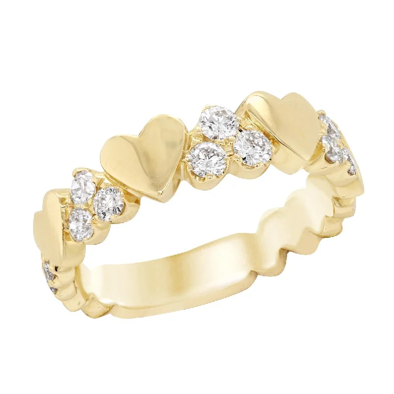 vintage engagement rings for ladies-YELLOW GOLD HEART PATTERN FASHION RING WITH DIAMONDS, .50 CT TW