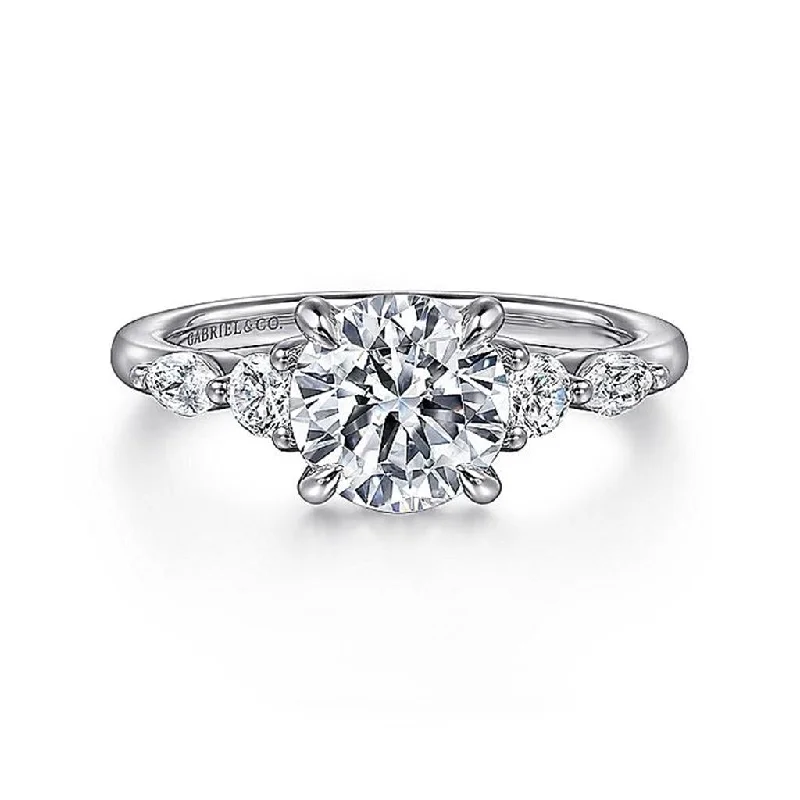 affordable diamond engagement rings-14K White Gold 'Cian' Classic Five Stone Round Diamond Engagement Ring