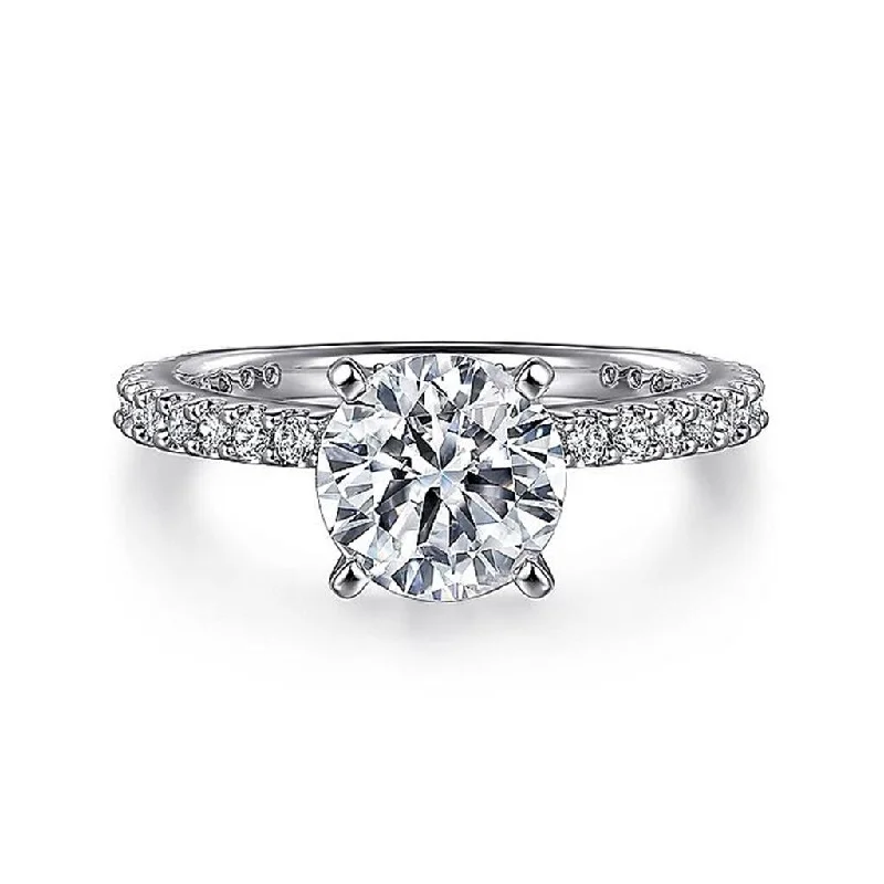 men’s and women’s matching engagement rings-14K White Gold 'Logan' Classic Round Diamond Engagement Ring