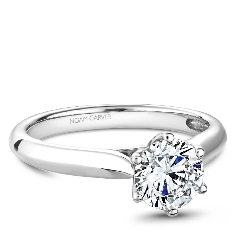 engagement rings with sapphires for women-Noam Carver Classic Solitaire Engagement Ring with Diamond Detail Setting B200-01A