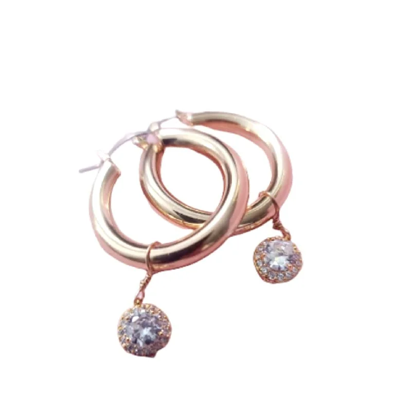 fashion ladies earrings-Sophia Cz Huggie Hoop Earrings