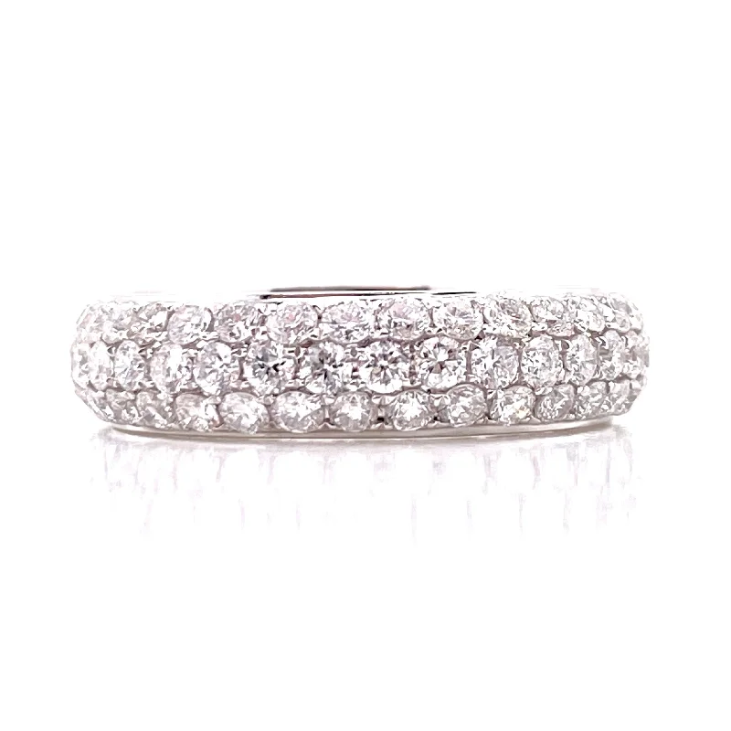 luxury gemstone ladies rings-14K White Gold Diamond Pave Thick Eternity Band