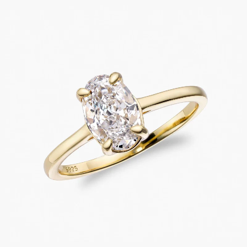 ladies cocktail rings-Oval Solitaire Ring