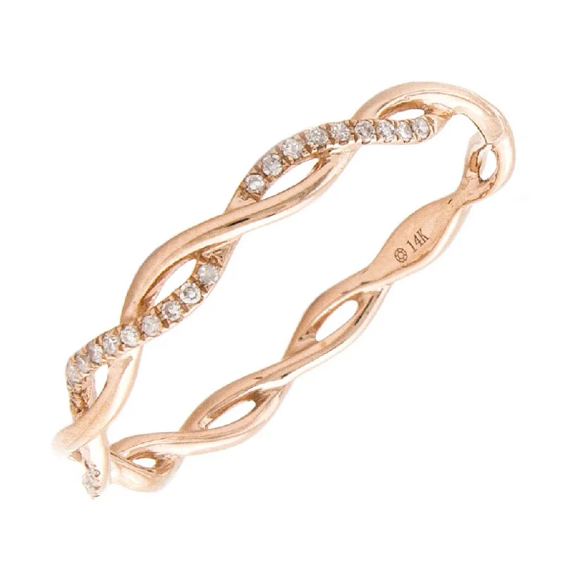 ladies rings with colored stones-14K Rose Gold Diamond Twisted Band