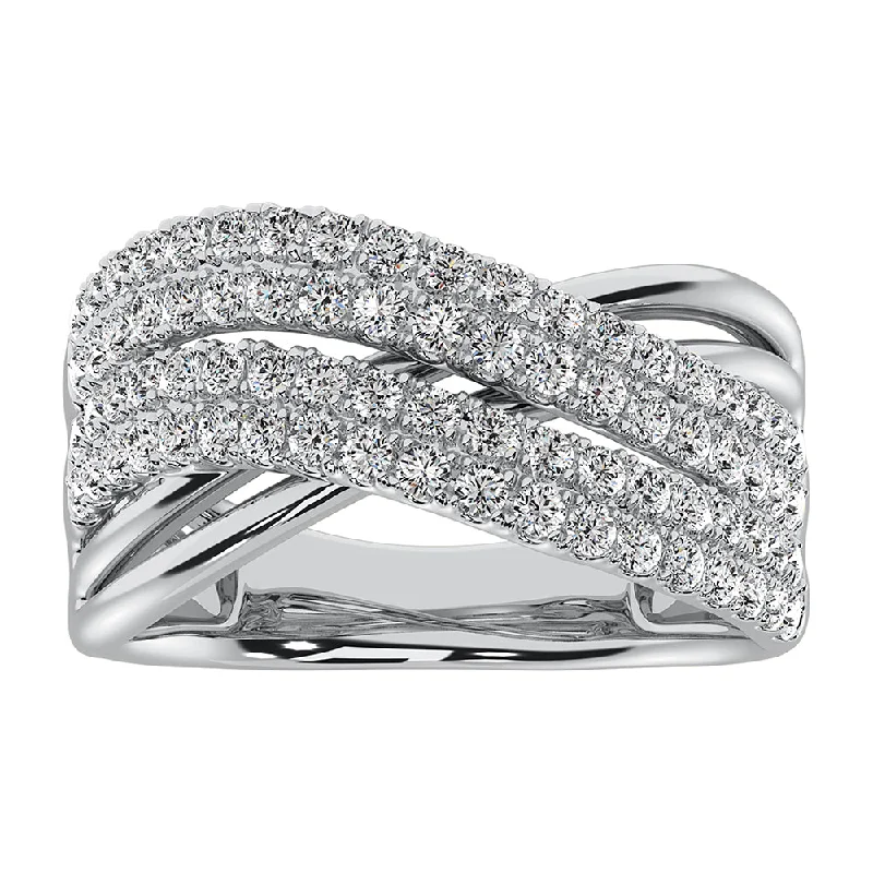 unique ladies rings-14K White Gold 1 Ct.Tw. Diamond Crossover Ring