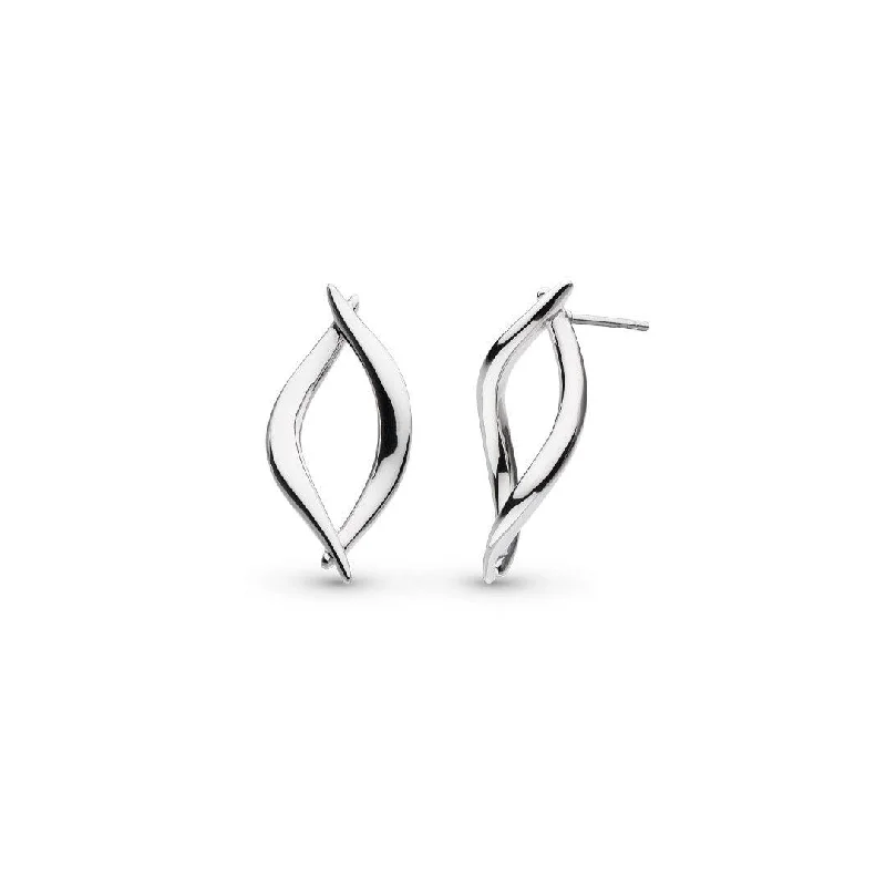 sterling silver earrings with diamonds-Kit Heath Entwine Twine Twist Link Stud Earrings