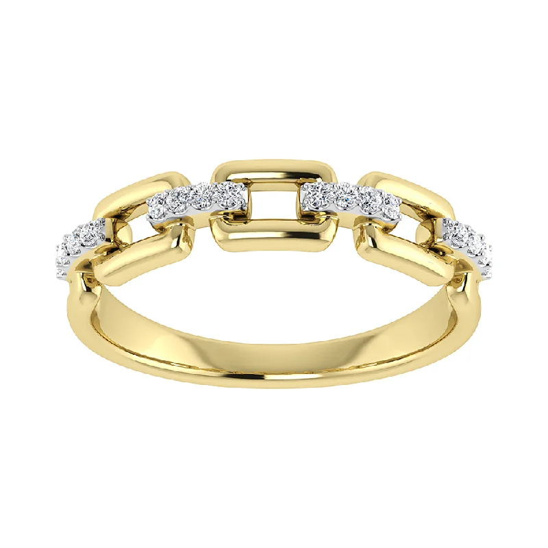 ladies rings with rubies-10K Yellow Gold 1/8 Ct.Tw. Diamond Cuban Link Fashion Ring