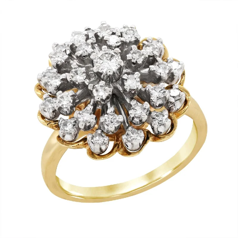 elegant ladies rings-YELLOW GOLD COCKTAIL RING WITH DIAMONDS, 1.00 CT TW