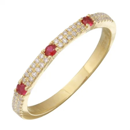 sapphire ladies rings-14K Yellow Gold Diamond + Ruby Stacking Ring