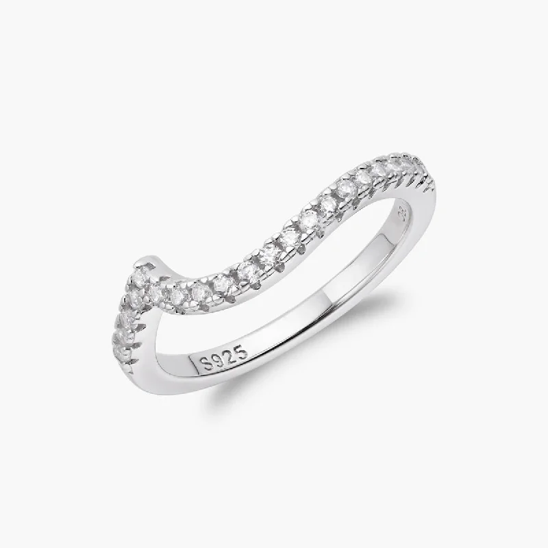 wedding band for ladies-Pavé Flux Ring | Bottom Stacker