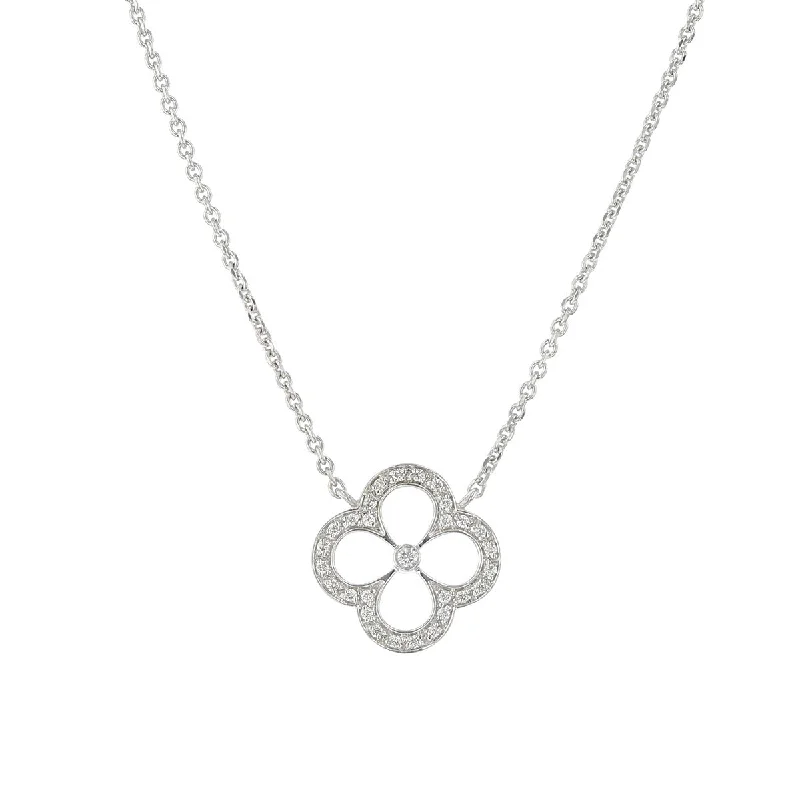 statement gold necklaces for women-18K White Gold Lady G Diamond Petal Necklace