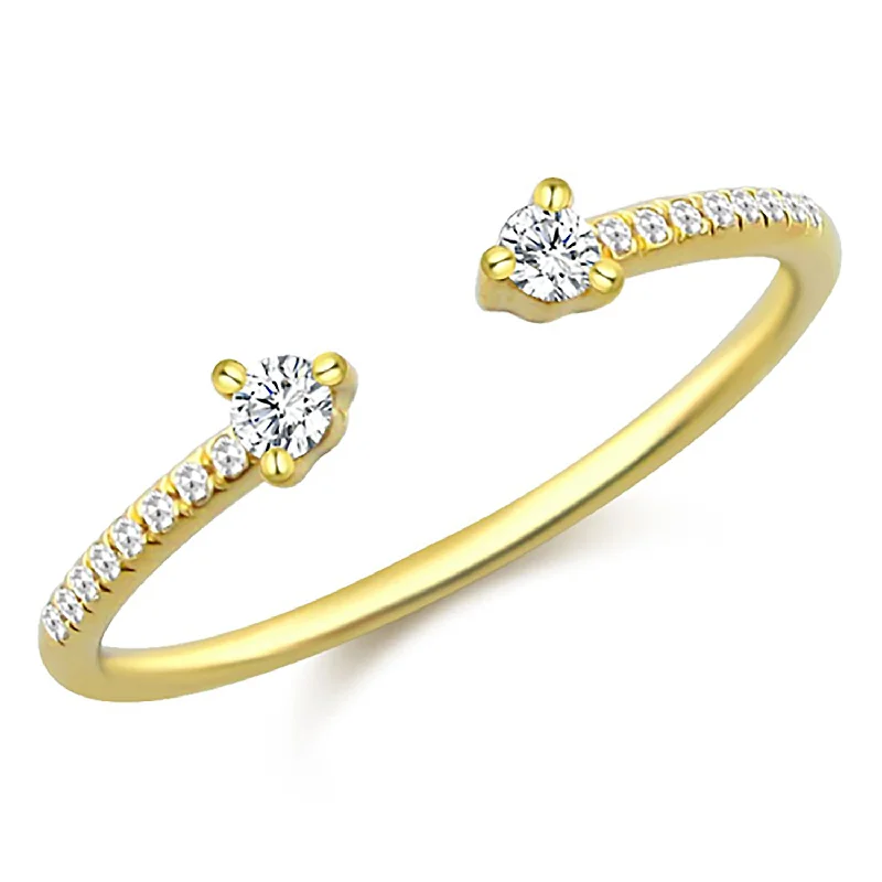 ladies adjustable rings-14K Yellow Gold Diamond Open Cuff Ring