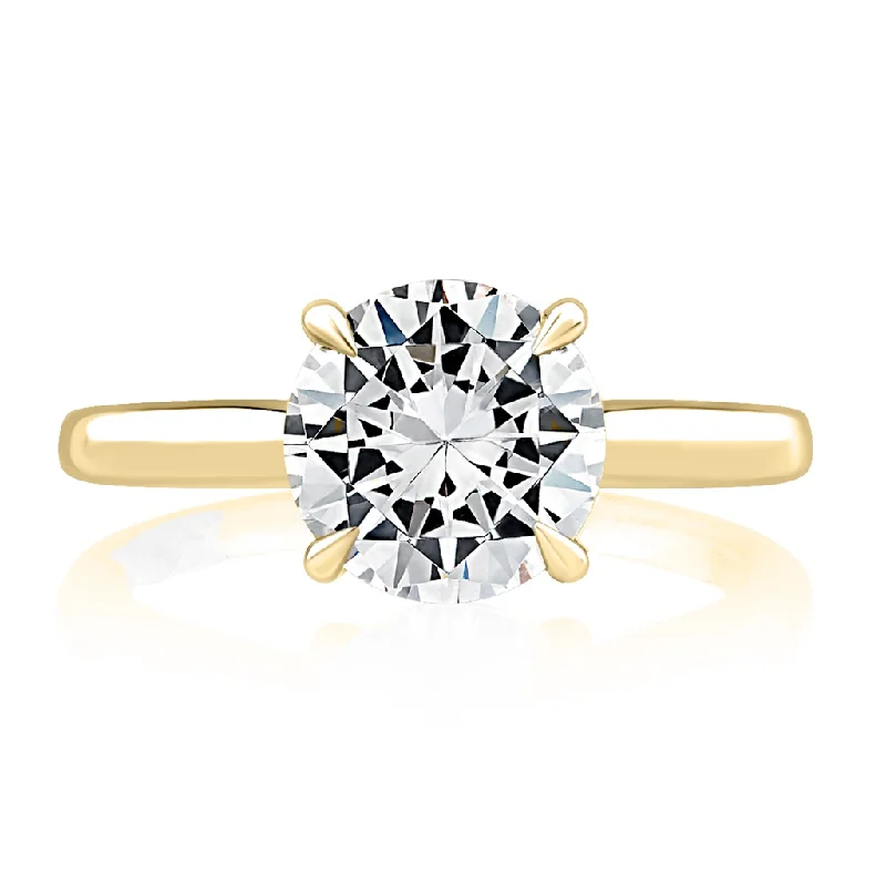 custom ladies engagement rings-14K Yellow And White Gold Solitaire Diamond Engagement Ring With Peek-A-Boo Diamonds