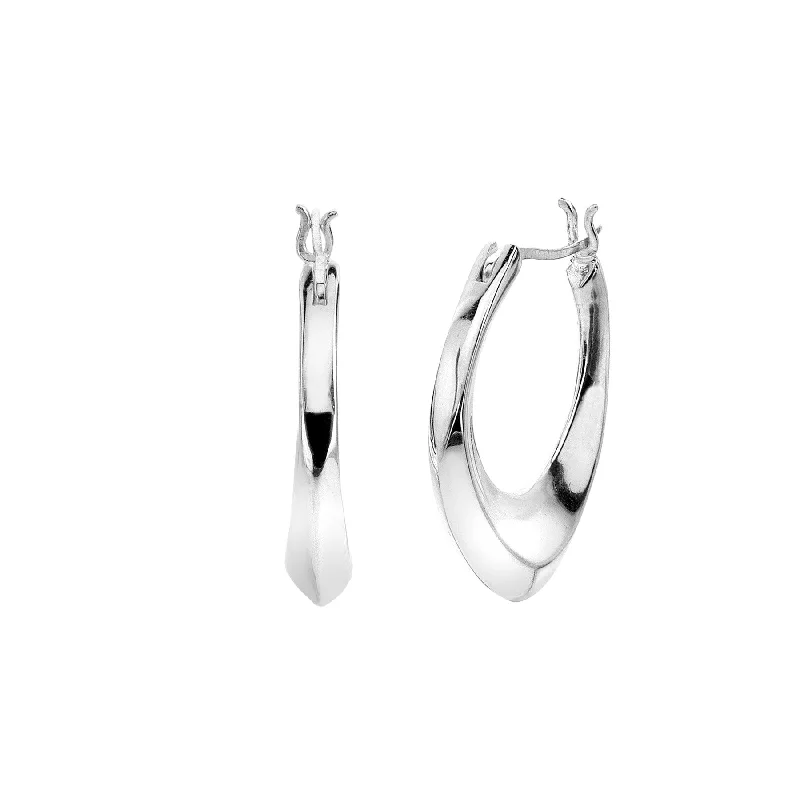 women’s wedding earrings-Sea Gems Silver Origins Organic Hoop Earrings