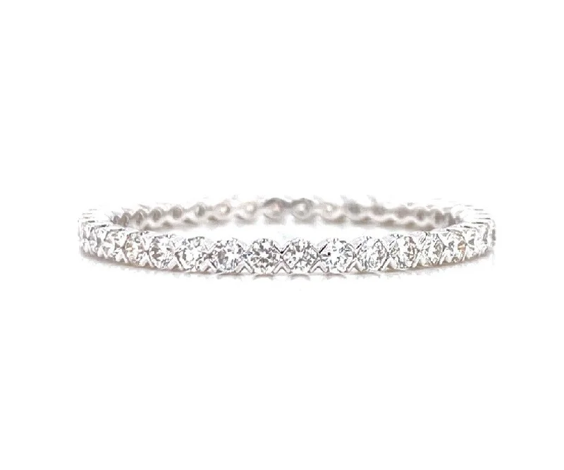 gemstone ladies rings-14K White Gold 0.46ct Diamond Criss-Cross Eternity Band